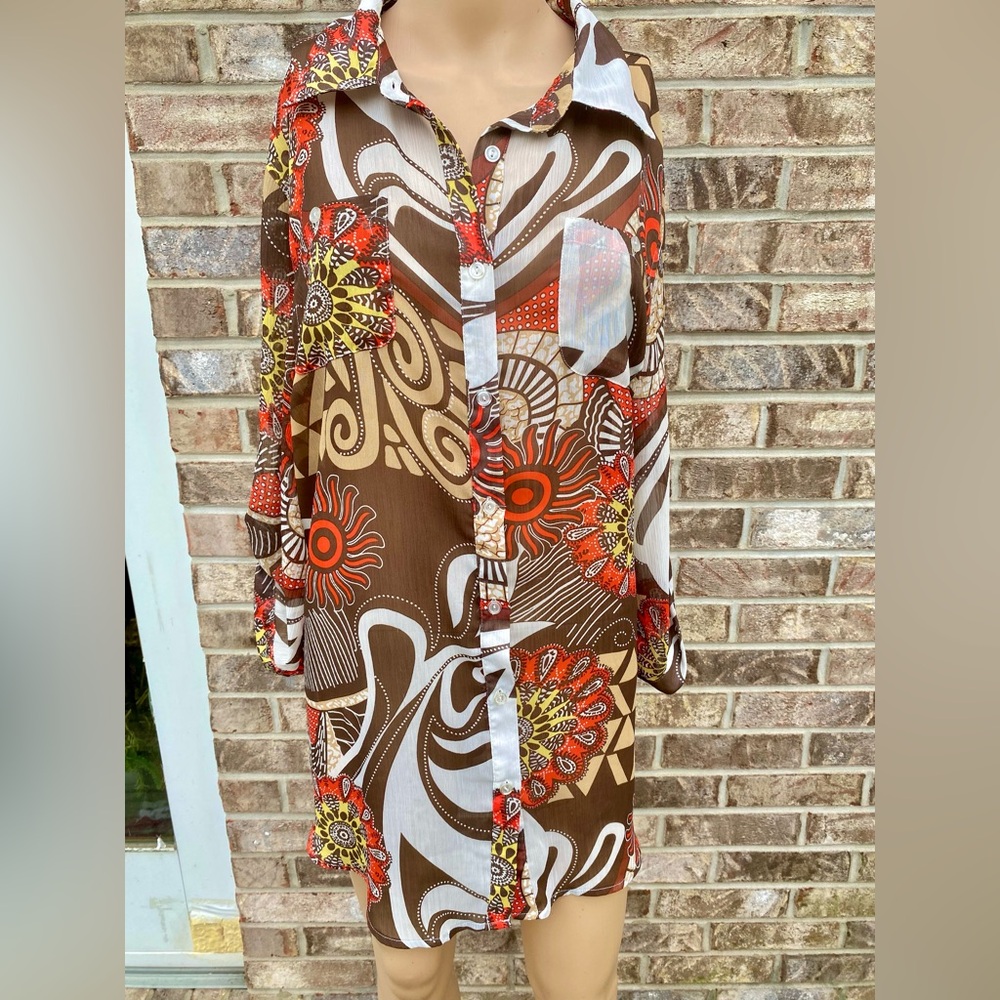 3X Avenue Boho Hippie Colorful Button Down Shirt/Dress